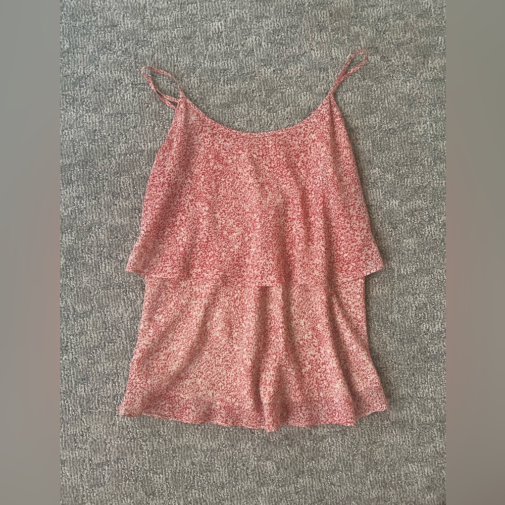 CAbi Red and White Patterned Camisole